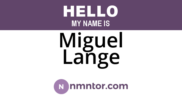 Miguel Lange