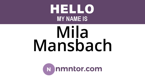 Mila Mansbach