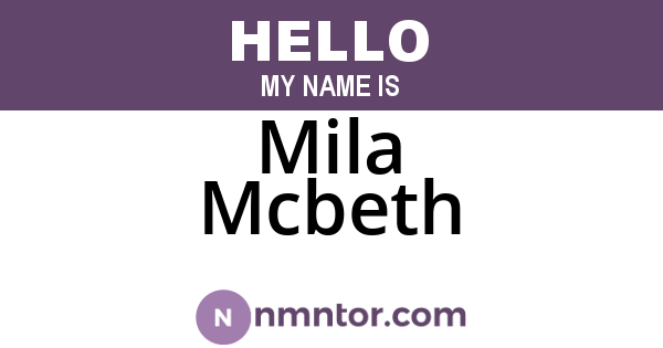 Mila Mcbeth