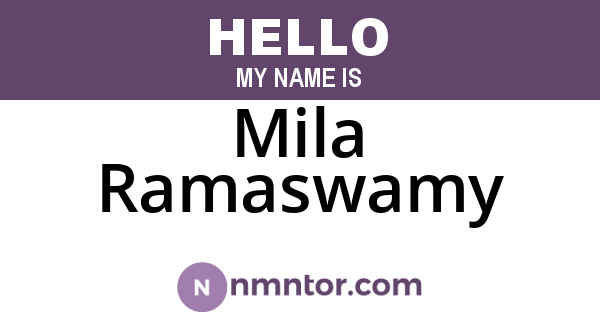 Mila Ramaswamy