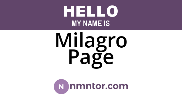 Milagro Page