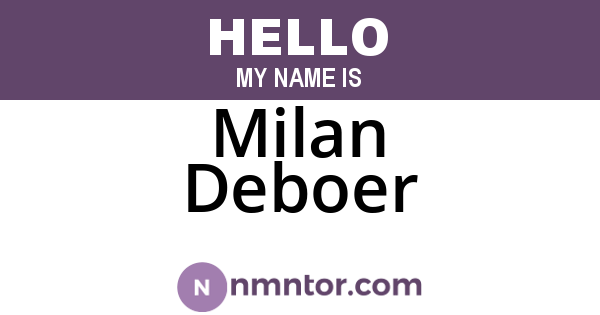 Milan Deboer
