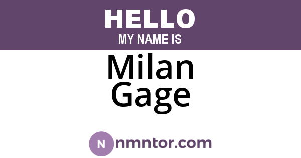 Milan Gage