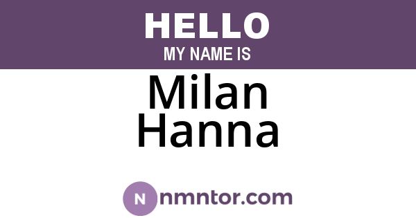 Milan Hanna