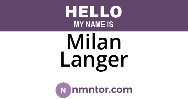 Milan Langer