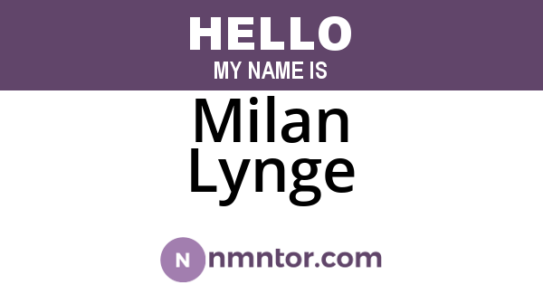 Milan Lynge