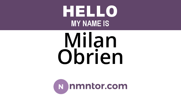 Milan Obrien