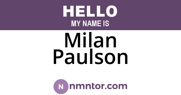 Milan Paulson