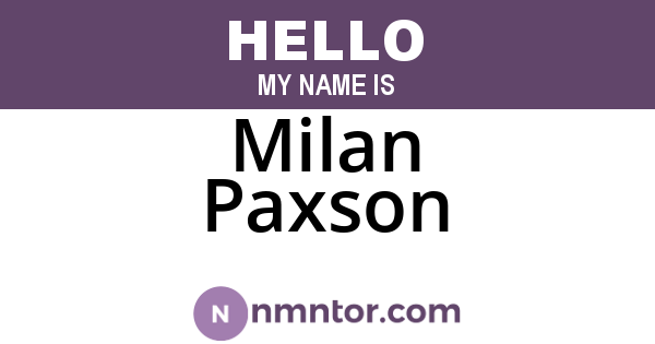 Milan Paxson