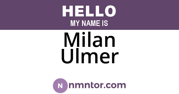 Milan Ulmer