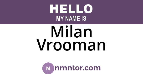 Milan Vrooman