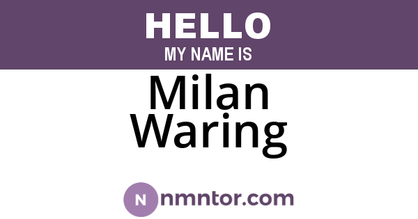Milan Waring