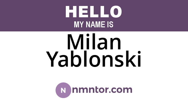 Milan Yablonski