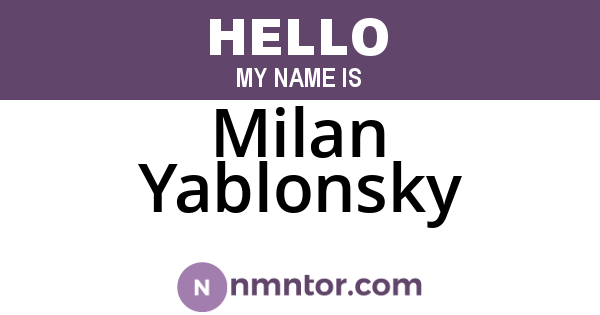 Milan Yablonsky