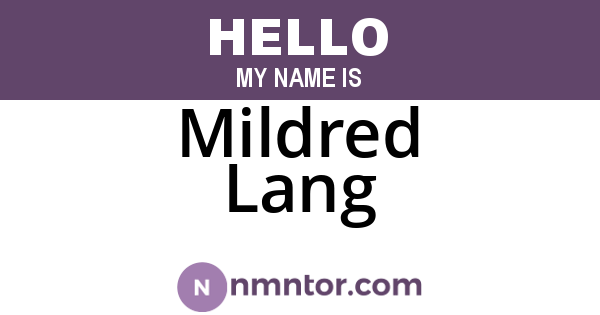 Mildred Lang