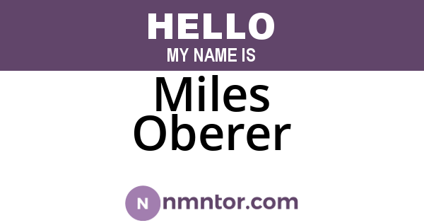 Miles Oberer