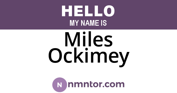 Miles Ockimey