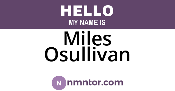 Miles Osullivan