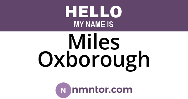 Miles Oxborough