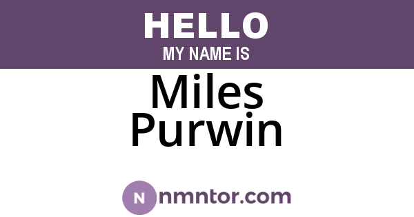 Miles Purwin