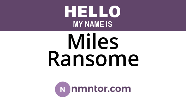 Miles Ransome