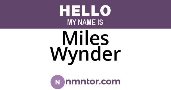 Miles Wynder