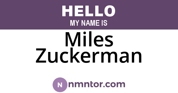 Miles Zuckerman