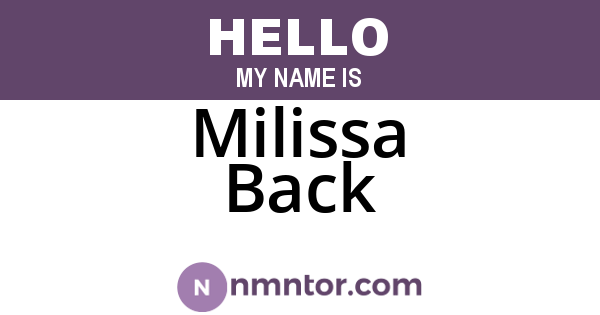 Milissa Back