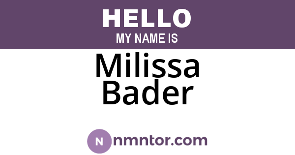 Milissa Bader