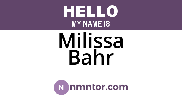 Milissa Bahr