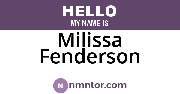Milissa Fenderson