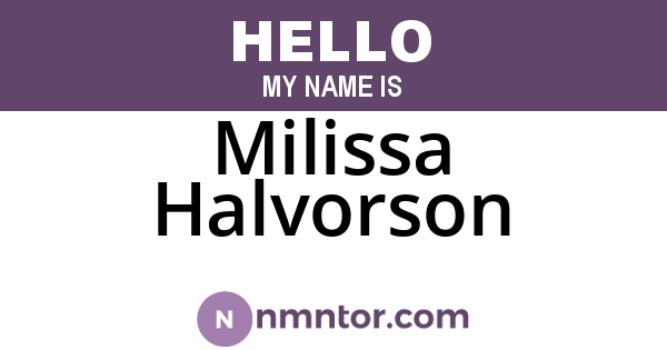 Milissa Halvorson