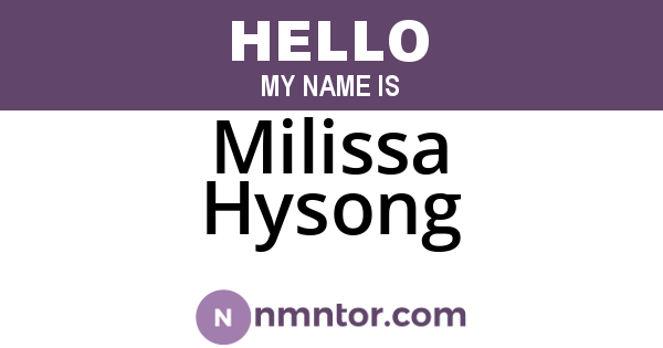 Milissa Hysong