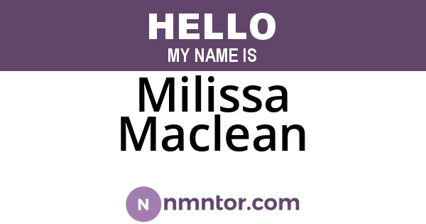 Milissa Maclean