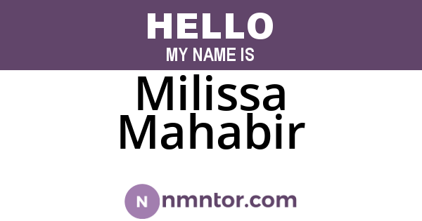 Milissa Mahabir