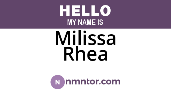 Milissa Rhea