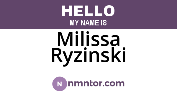 Milissa Ryzinski