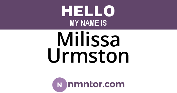 Milissa Urmston