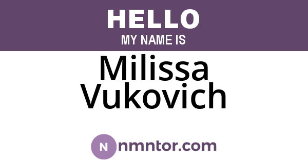 Milissa Vukovich