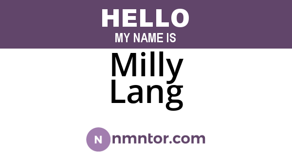 Milly Lang