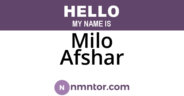 Milo Afshar