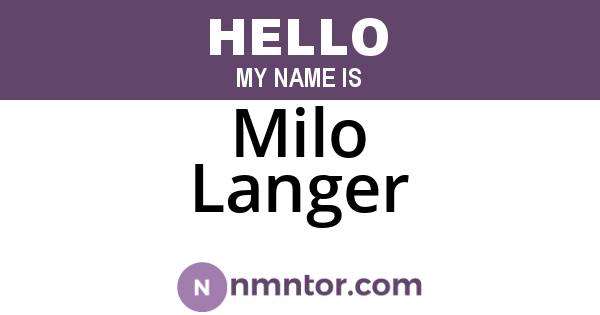 Milo Langer