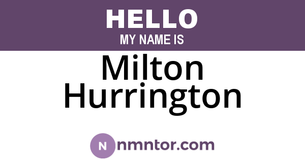 Milton Hurrington
