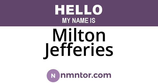 Milton Jefferies