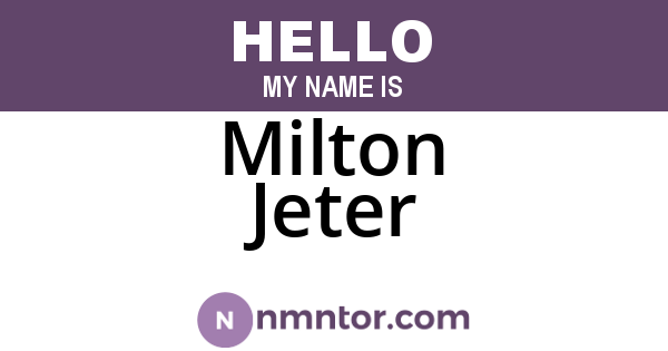 Milton Jeter