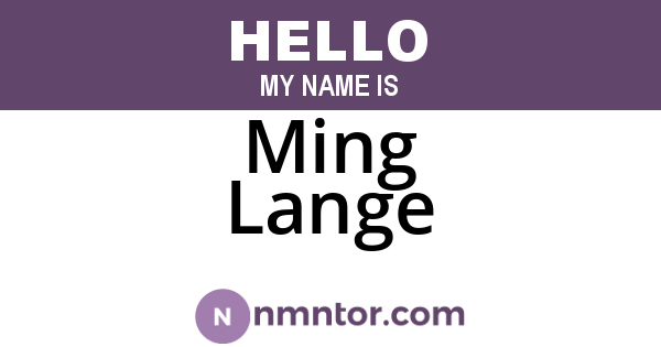 Ming Lange