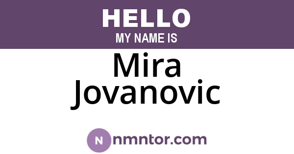 Mira Jovanovic