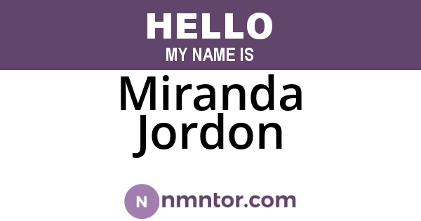 Miranda Jordon