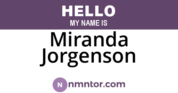 Miranda Jorgenson