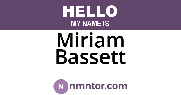 Miriam Bassett